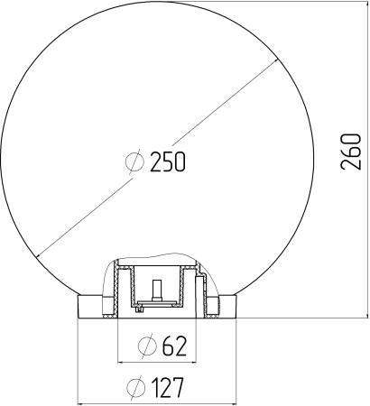 НТУ 01-60-252 ЭРА Светильник садово-парковый шар прозрачный D250mm Е27 (6/48)