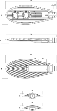 SPP-5-120-5K-W Светодиод. св-к консольный IP65 120Вт 13200лм 5000К 720x280x100 (КСС "Ш")