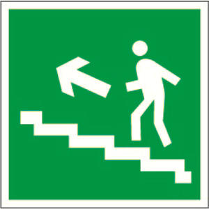 Знак безопасности NPU-2424,E16 "Напр, к эвакуац, выходу по лестн, вверх (лев,)"