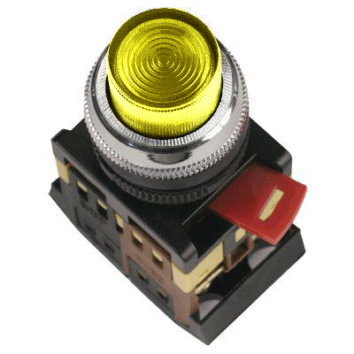 Кнопка ABLFP-22 желтый d22мм неон/240В 1з+1р IEK
