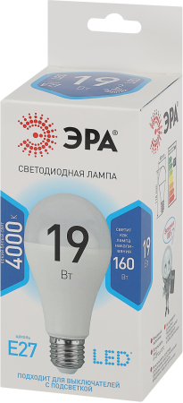 Лампы СВЕТОДИОДНЫЕ СТАНДАРТ LED A65-19W-840-E27  ЭРА (диод, груша, 19Вт, нейтр, E27)