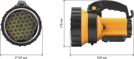 Фонарь PA-603  ЭРА прожектор АЛЬФА [36xLED, литий 3Ач, ЗУ 220V+12V, карт]