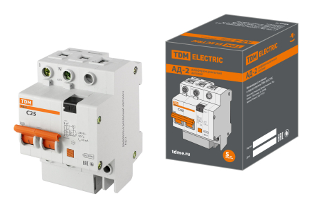 Диф.автомат АД-2 2Р 25А  30мА TDM