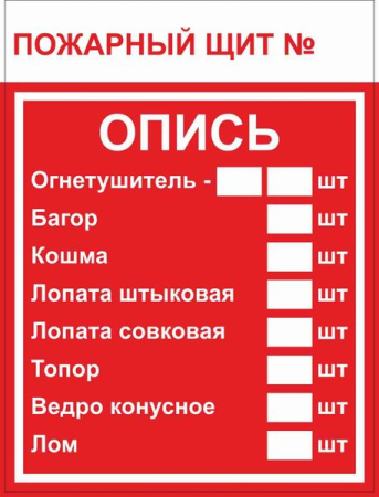 Знак F 15-3 "Пожарный щит. Опись" 150х200 мм, пластик ГОСТ Р 12.4.026-2015 EKF