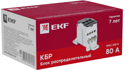 Блок распределительный КБР на DIN-рейку и монтажную панель  80A EKF PROxima