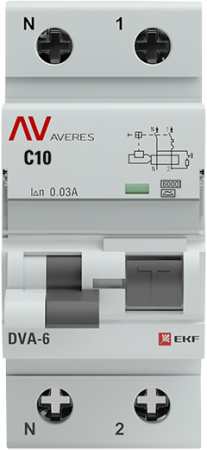 Дифференциальный автомат DVA-6 1P+N 10А (C)  30мА (A) 6кА EKF AVERES