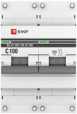 Автоматический выключатель 2P 100А (C) 10kA ВА 47-100 EKF PROxima