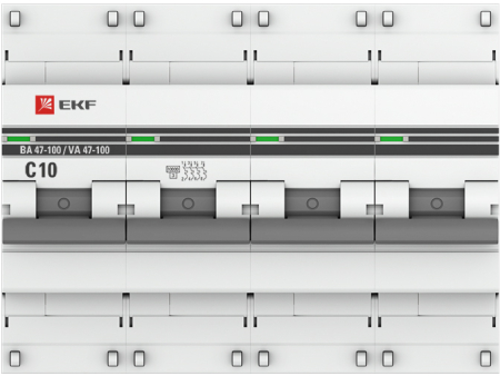 Автоматический выключатель 4P  10А (C) 10kA ВА 47-100 EKF PROxima