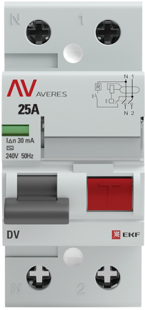 Устройство защитного отключения DV 2P  25А/ 30мА (AC) EKF AVERES