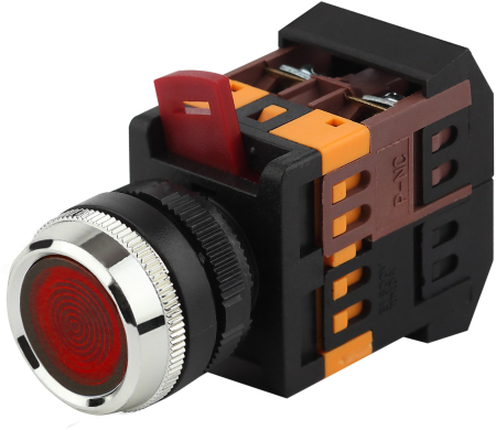 BBT30-ABLFS-K04E  Кнопка ЭРА BBT30-ABLFS-K04E ABLFS-22 красный d22мм неон 240В 1з+1р