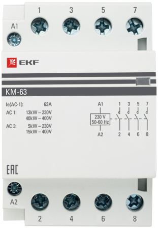 Контактор модульный КМ 63А 4NО (3 мод.) EKF PROxima