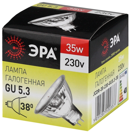 Лампа галогенная GU5.3-JCDR (MR16) -35W-230V-CL  ЭРА (галоген, софит, 35Вт, нейтр, GU5.3)