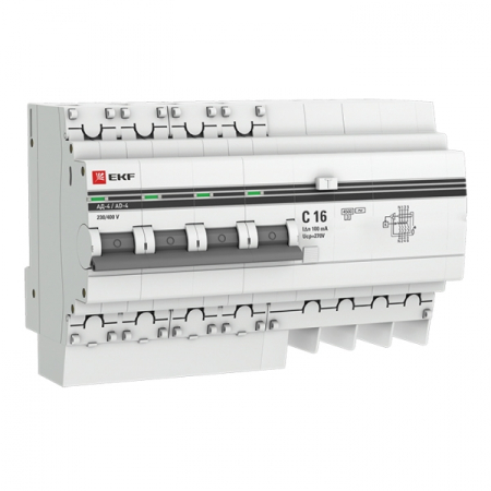 Дифференциальный автомат АД-4 16А/100мА (хар. C, AC, электронный, защита 270В) 4,5кА EKF PROxima