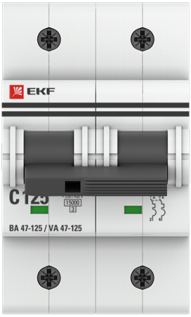Автоматический выключатель 2P 125А (C) 15кА ВА 47-125 EKF PROxima