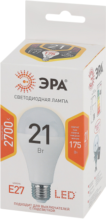 Лампы СВЕТОДИОДНЫЕ СТАНДАРТ LED A65-21W-827-E27  ЭРА (диод, груша, 21Вт, тепл, E27)