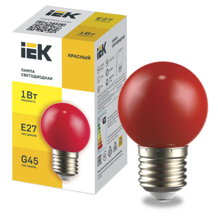 Лампа LED декор. G45 шар 1Вт 230В красный E27 IEK