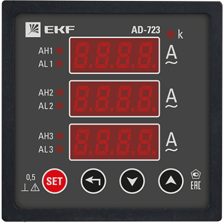 Амперметр AD-723 цифровой на панель (72х72) трехфазный EKF  PROxima