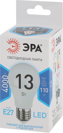 Лампы СВЕТОДИОДНЫЕ СТАНДАРТ LED A60-13W-840-E27  ЭРА (диод, груша, 13Вт, нейтр, E27)