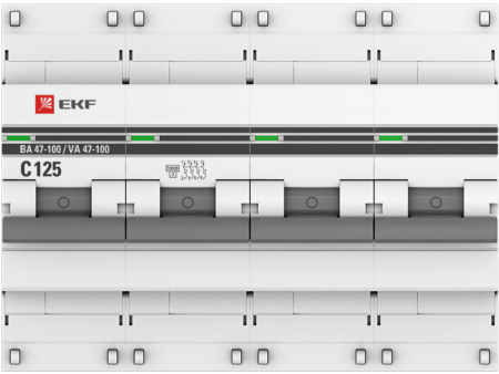 Автоматический выключатель 4P 125А (C) 10kA ВА 47-100 EKF PROxima