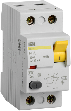 УЗО ВД1-63 2Р 50А 30мА тип А IEK