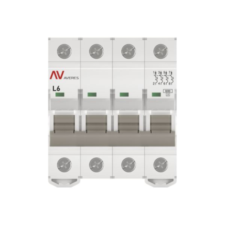 Выключатель автоматический AV-6 4P 6A (L) 6kA EKF AVERES