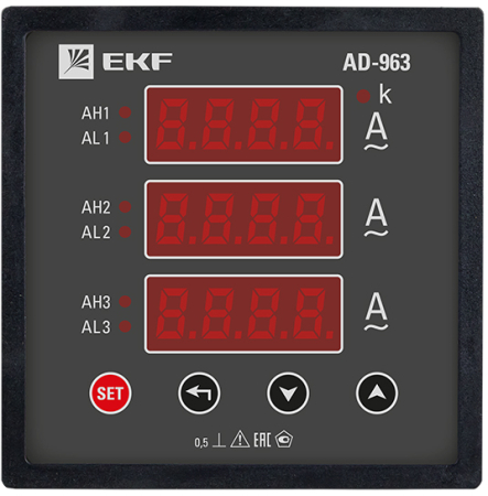 Амперметр AD-963 цифровой на панель (96х96) трехфазный EKF  PROxima