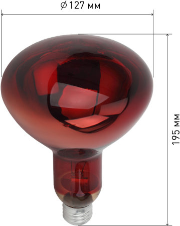 ИКЗК 230-150 R127  Инфракрасная лампа ЭРА ИКЗК 230-150 R127, кратность 1 шт. для обогрева животных и освещения, 150 Вт, Е27