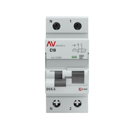 Дифференциальный автомат DVA-6 1P+N 10А (C)  30мА (A) 6кА EKF AVERES