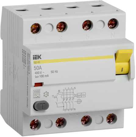 УЗО ВД1-63 4Р 50А 100мА тип А IEK