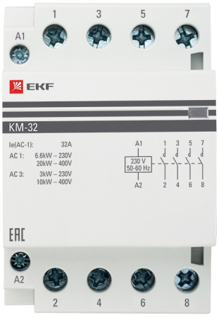 Контактор модульный КМ 32А 4NО (3 мод.) EKF PROxima