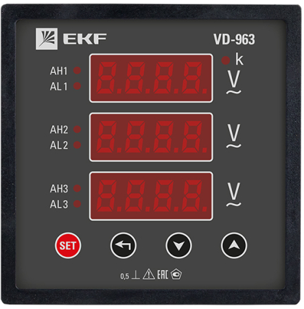 VD-963 Вольтметр цифровой на панель (96х96) трехфазный EKF PROxima