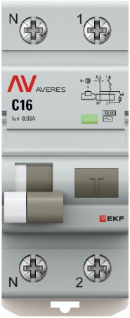 Дифференциальный автомат DVA-10 1P+N 16А (C) 30мА (AC) 10кА EKF AVERES