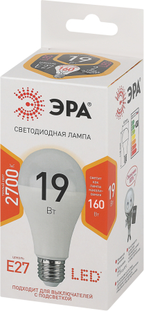 Лампы СВЕТОДИОДНЫЕ СТАНДАРТ LED A65-19W-827-E27  ЭРА (диод, груша, 19Вт, тепл, E27)