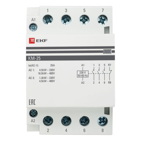 Контактор модульный КМ 25А 3NО+NC (3 мод.) EKF PROxima