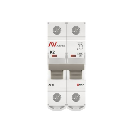 Выключатель автоматический AV-10 2P 2A (K) 10kA EKF AVERES