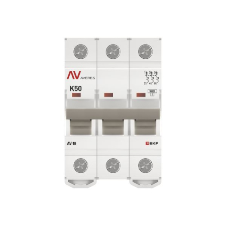 Выключатель автоматический AV-10 3P 50A (K) 10kA EKF AVERES