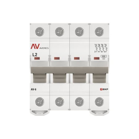Выключатель автоматический AV-6 4P 2A (L) 6kA EKF AVERES
