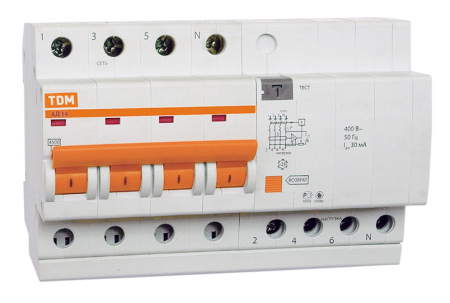 Диф.автомат АД14 4Р 16А 100мА TDM