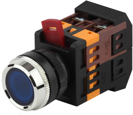 BBT30-ABLFS-K07E  Кнопка ЭРА BBT30-ABLFS-K07E ABLFS-22 синий d22мм неон 240В 1з+1р