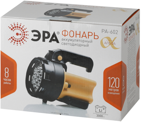 Фонарь PA-602  ЭРА прожектор АЛЬФА [19xLED, литий 3Ач, ЗУ 220V+12V, карт]