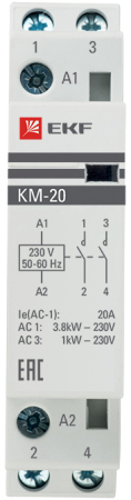 Контактор модульный КМ 20А 2NО (1 мод.) EKF PROxima