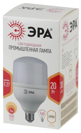 Лампы СВЕТОДИОДНЫЕ POWER LED POWER T80-20W-2700-E27  ЭРА (диод, колокол, 20Вт, тепл, E27)