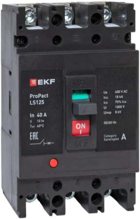 Автоматический выключатель LS125 18кА 3P 40А ProPact EKF