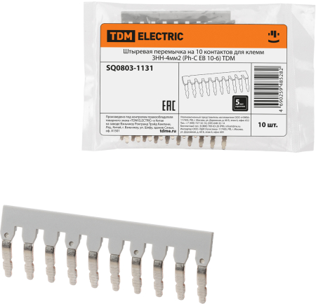 Штыревая перемычка на 10 контактов для клемм ЗНН-4мм2 (Ph-C EB 10-6) TDM