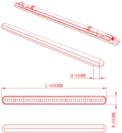 SPP-201-0-40K-018 ЭРА Светильник светодиодный линейный IP65 18Вт 1710Лм 4000К 600мм мат