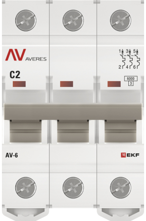 Выключатель автоматический AV-6 3P  2A (C) 6kA EKF AVERES
