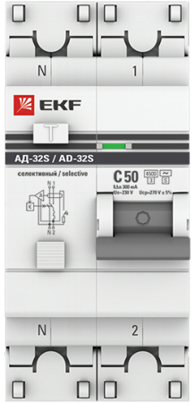 Дифференциальный автомат АД-32 (селективный) 1P+N 50А/300мА EKF PROxima