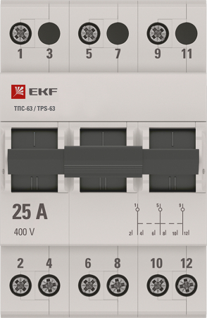 Трехпозиционный переключатель ТПС-63 3P 25А EKF PROxima