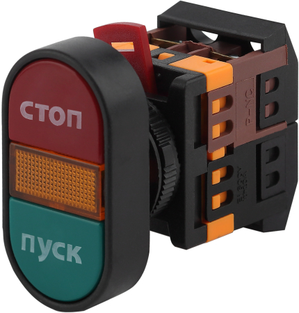 BBD11-APBB-K51E  Кнопка ЭРА BBD11-APBB-K51E APВВ-22N Пуск-Стоп d22мм неон 240В 1з+1р