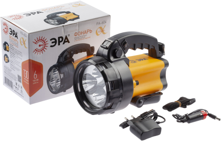 Фонарь PA-604  ЭРА прожектор АЛЬФА [3x1Вт LED SMD, литий 3Ач, сигнал.св., ЗУ 220V+12V, карт]